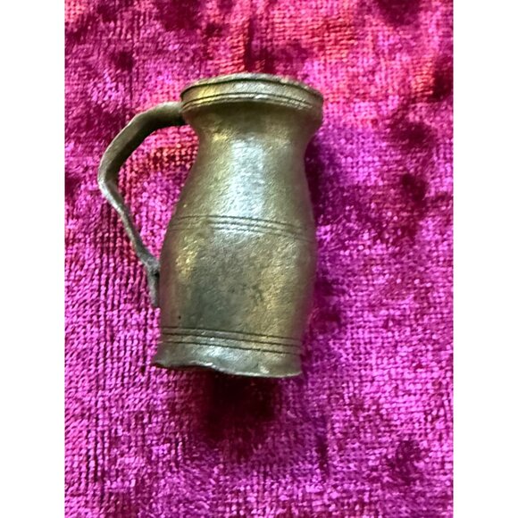 Miniature Pewter Jug Pitcher Decorative Vintage Collectible Rustic Charm Unique - Picture 1 of 6